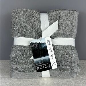 Loft by Loftex 4 Washcloths Gray 100% Cotton Ultra Soft ECO LOFT 4 pc NEW